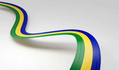 Gabon 'un 3d Bayrağı 3d Dalgalı Parlak Gabon Kurdelesi Beyaz Arkaplanda İzole Edildi 3d Görüntü