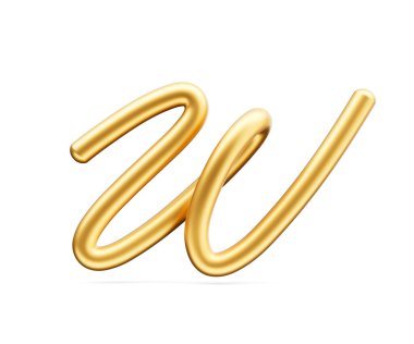 3d Altın Parlak Harf W Alfabesi W Yuvarlak Şişirilebilir Yazı Tipi Beyaz Arkaplan 3d Görüntü