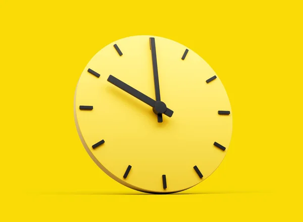3d Simple Yellow Round Wall Clock 10 O'Clock Ten O'clock On Yellow Background 3d illustration