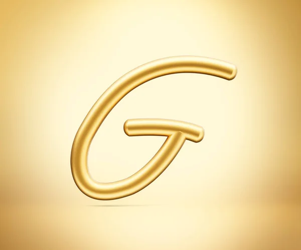 3d Gold Shiny Capital Letter G Alphabet G Rounded Inflatable Font On Gold Background 3d Illustration