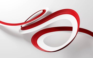 Endonezya 'nın 3d Bayrağı ve Monaco 3d Dalgalanan Kurdele Beyaz Arkaplanda İzole Edildi, 3d
