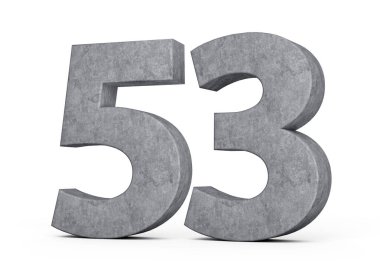 3D Beton Elli Üç Üç 53 Numara Gri Beton Taştan Yapılan Beyaz Arkaplan 3D Görüntü