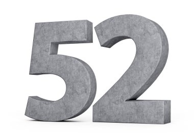 3D Beton Numara 52 Gri Beton Taştan Yapılan 3D Görüntü