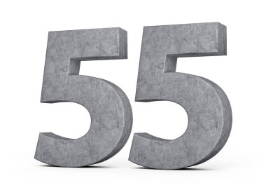 3D Beton Numara 55 55 Gri Beton Taştan Yapılan Beyaz Arkaplan 3D Görüntü