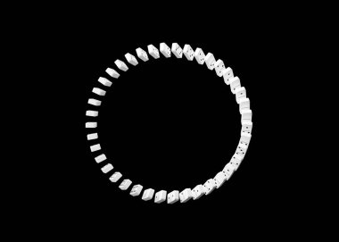 3d Eşsiz Çember Şekli Sembol Simgesi Domino Kiremitlerinden Yapılmış Siyah Arkaplanda İzole Edilmiş 3d Görüntü
