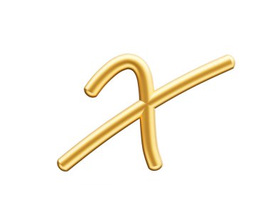 3d Altın Parlak Harf X Alfabesi X Yuvarlak Şişirilebilir Yazı Tipi Beyaz Arkaplan 3d Görüntü