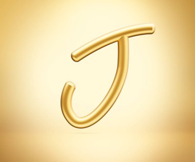 3d Altın Parlak Harf J Alfabesi J Yuvarlak Şişirilebilir Yazı Tipi Altın Arkaplan 3d Görüntü