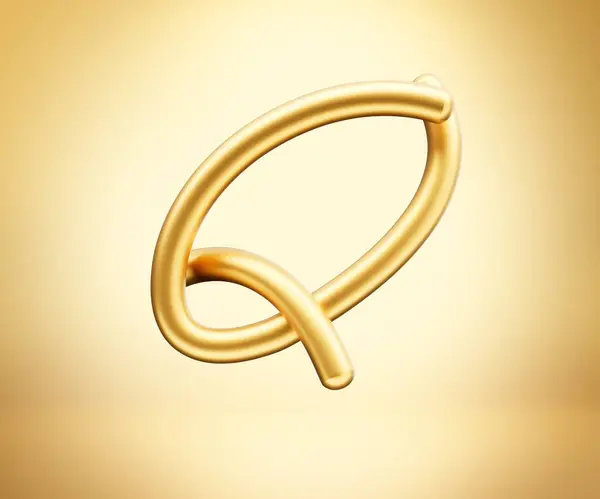 3d Gold Shiny Capital Letter Q Alphabet Q Rounded Inflatable Font On Gold Background 3d Illustration