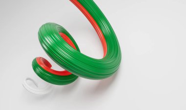 Madagaskar 'ın 3d Bayrağı 3d Madagaskar' ın Sarmal Parlak Kurdelesi Beyaz Arkaplanda 3d Görüntü