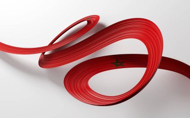 3D Fas Bayrağı 3D Dalgalanan Kurdele Bayrağı Beyaz Arkaplanda İzole Edildi, 3D Görüntü