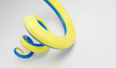 Ukrayna 'nın 3d Bayrağı 3d Sarmal Parlak Ukrayna Kurdelesi Beyaz Arkaplanda İzole Edildi 3d Görüntü