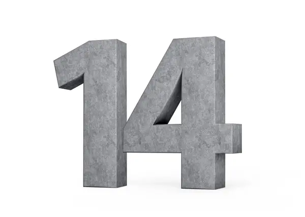 stock image 3d Concrete Number fourteen 14 Digit Made Of Grey Concrete Stone On White Background 3d Illustration