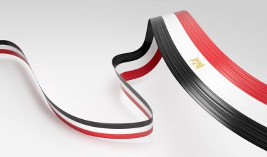 Mısır 'ın 3d Bayrağı 3d Dalgalanan Bayraklar Beyaz Arkaplanda İzole Edildi, 3d illüstrasyon