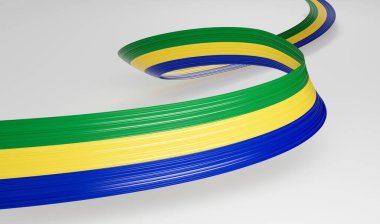Gabon 'un 3d Bayrağı 3d Dalgalı Parlak Gabon Kurdelesi Beyaz Arkaplanda İzole Edildi 3d Görüntü