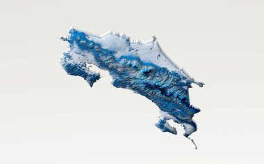 3d Derin Mavi Su Kosta Rika Gölgeli Yardım Doku Haritası Beyaz Arkaplan 3d Görüntü