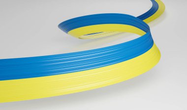 3d Ukrayna Bayrağı 3d Dalgalı Parlak Ukrayna Kurdelesi Beyaz Arkaplanda İzole Edildi 3d Görüntü