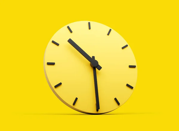 3d Simple Yellow Round Wall Clock 10:30 Ten Thirty Half Past 10 On Yellow Background 3d illustration