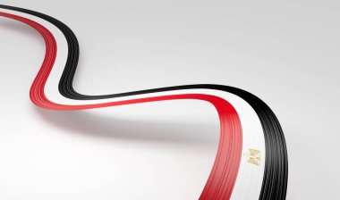 Mısır 'ın 3d Bayrağı 3d Dalgalı Parlak Mısır Kurdelesi Beyaz Arkaplanda İzole Edildi 3d İllüstrasyon