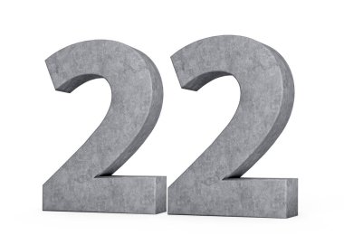 3D Beton Numara 22 Gri Beton Taştan Yapım Beyaz Arkaplan 3D Görüntü