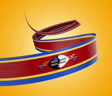 3d Eswatini bayrağı 3d Dalgalanan Kurdele Bayrağı İzole edilmiş Turuncu Arkaplan 3d Görüntü