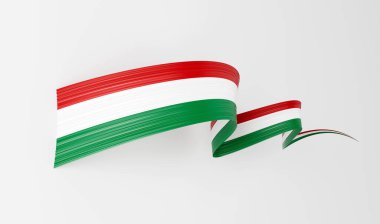 3d Macaristan Bayrağı 3d Dalgalı Parlak Macaristan Kurdelesi Beyaz Arkaplanda İzole Edildi 3d Görüntü