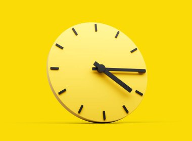 3d Sarı Yuvarlak Duvar Saati 4: 15 Dört On beş Çeyrek Sarı Arkaplan 3d Görüntü