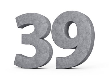 3D Beton Numara 39. Gri Beton Taştan Yapılan 3D Görüntü