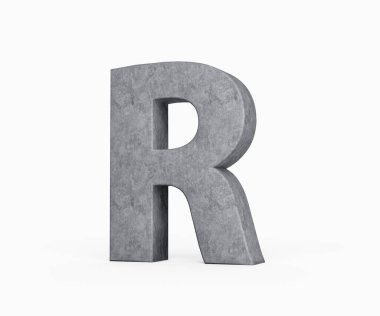 3d Concrete Capital Letter R Alphabet R Made Of Grey Concrete Stone White Background 3d Illustration