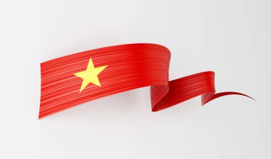 Vietnam 'ın 3d Bayrağı 3 d Dalgalı Parlak Vietnam Kurdelesi Beyaz Arkaplanda İzole Edildi 3d Görüntü