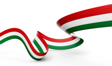 3d Macaristan Bayrağı 3d Dalgalı Parlak Macaristan Kurdelesi Beyaz Arkaplanda İzole Edildi 3d Görüntü