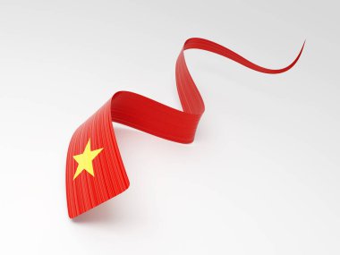 Vietnam 'ın 3d Bayrağı 3 d Dalgalı Parlak Vietnam Kurdelesi Beyaz Arkaplanda İzole Edildi 3d Görüntü