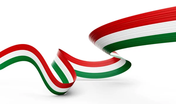 Vlajka Maďarska Vlnitý Lesklý Maďarsko Stuha Izolované Bílém Pozadí Ilustrace Stock Snímky