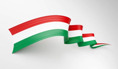 3d Macaristan Bayrağı 3d Parlak Dalgalı Bayrak Kurdelesi Beyaz Arkaplanda İzole Edildi 3d Görüntü