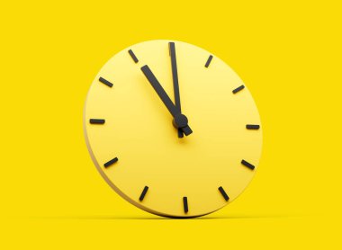 3d Basit Sarı Yuvarlak Saat 11 O 'Clock Saat 11: 00 Sarı Arkaplan 3d illüstrasyon