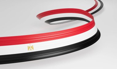 Mısır 'ın 3d Bayrağı 3d Dalgalı Parlak Mısır Kurdelesi Beyaz Arkaplanda İzole Edildi 3d İllüstrasyon