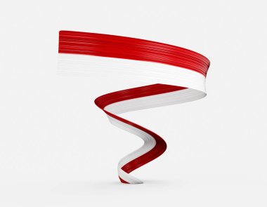 Endonezya 'nın 3d Bayrağı ve Monaco 3d Beyaz Arkaplanda Parlayan Bayrak Kurdelesi