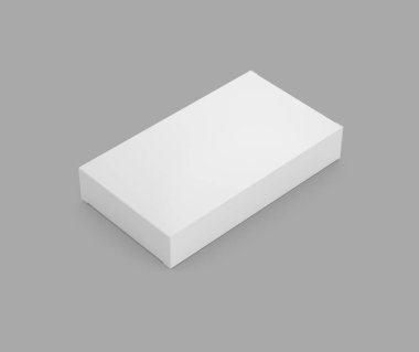 Eczane Paketi Gri Arkaplan Görünümü için 3d Boş Beyaz Dikdörtgen Kutu Modeli