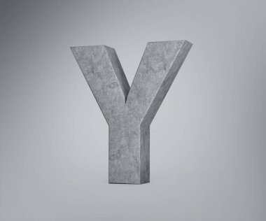 3D Beton Büyük Harf Y Alfabesi Gri Beton Taştan Y Yapımı Arkaplan 3D Görüntü
