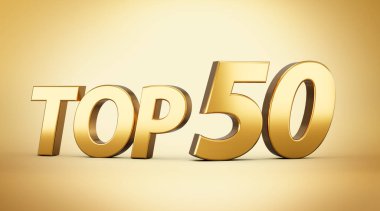 3D Altın Parlak Top 50 Metin En İyi Elli Üç boyutlu Metin Altın Arkaplanda İzole Edildi 3d Görüntü
