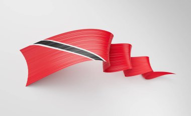 Trinidad ve Tobago 'nun 3D Bayrağı Beyaz Arkaplanda Dalgalanık Bayraklı 3D Görüntü