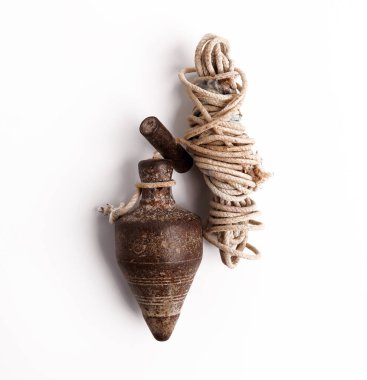 Eski Plumb Bob Üst Görünümü Beyaz Arkaplan Kapanış Fotoğrafında İzole Edildi