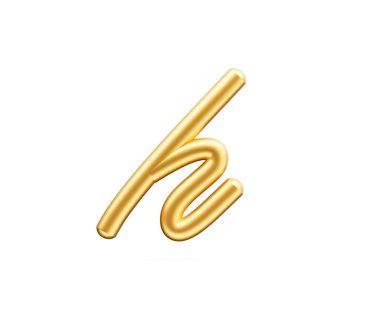 3d Altın Parlak Küçük Harf h Alfabesi h Yuvarlak Şişirilebilir Yazı Tipi Beyaz Arkaplan 3d Görüntü