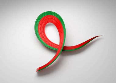 Beyaz Arkaplan 3D Görüntü Üzerinde İzole Edilmiş Beyaz Dalgalı Bilinç Kurdelesi Bayrağı