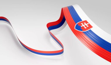 3d Slovakya Bayrağı 3d Dalgalanan Kurdele Bayrağı Beyaz Arkaplanda İzole Edildi, 3d Görüntü