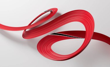 Trinidad ve Tobago 'nun 3D Bayrağı Beyaz Arkaplan 3D Görüntü Üzerinde Sallanan Kurdele
