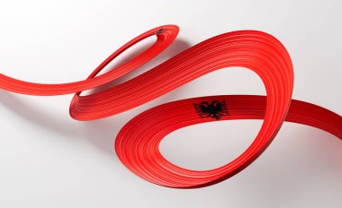 Arnavutluk 'un 3d Bayrağı 3 d Parlak Dalgalı Bayraklar Beyaz Arkaplanda İzole Edildi 3d İllüstrasyon