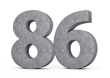 3D Beton Numara seksen altı 66 haneli Gri Beton Taştan Yapılmış Beyaz Arkaplan 3D Görüntü