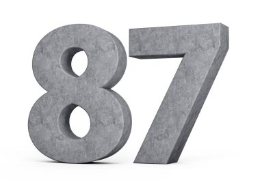 3D Beton Numarası 87. Gri Beton Taştan Yapılan 3D Görüntü