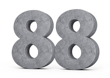 3D Beton Numara 88 Gri Beton Taştan Yapılmış 88 Basamak Beyaz Arkaplan 3D Görüntü