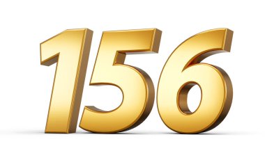 3D numara 156 yüz elli altı altın metin beyaz zemin üzerinde izole edilmiş yansıma 3d illüstrasyon